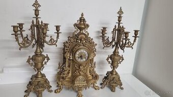 Krasne mosadzné krbove hodiny a svietniky Imperial