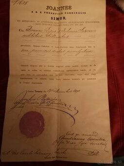 Vzácny historický cirkevný dokument – Dišpenz na manželstvo,