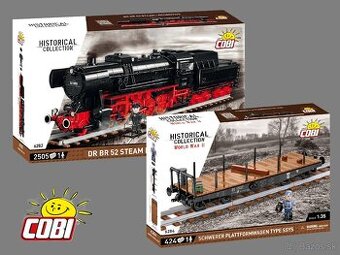 COBI lokomotíva + plošinový vagón