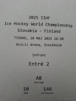 Lístky na MS v hokeji SVK:FIN