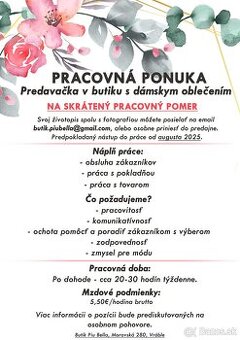 Predavačka v butiku s dámskym oblečením - SPP