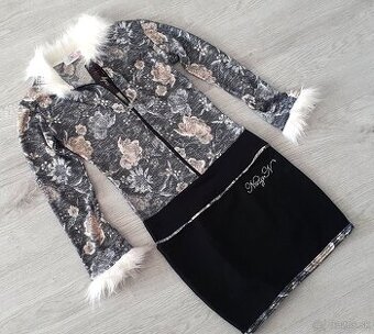 Šaty s bielou kožušinkou v.S/M - s visačkou