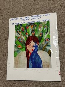 Obraz malba grafika Paslo dievca pavy