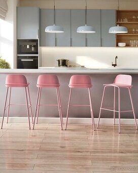 Predám 2 nové barové stoličky – MORA, pastelová ružová