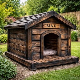 Luxusná opálená drevená búda pre psa – ručná výroba