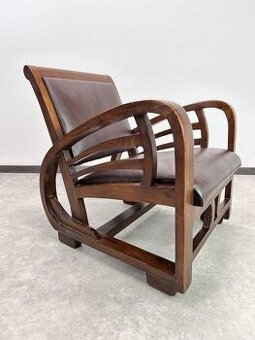 Art deco klubové kreslo z dubového masívu