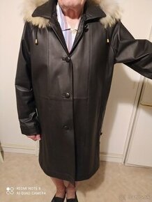 dámská kožená delší bunda (krátký kabát) -XL - 1