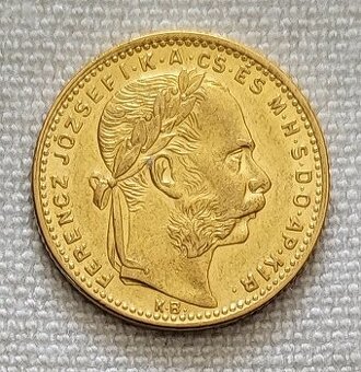 Zlatý uhorský 8 zlatník FJI, 1882 a 1886 kb, veľmi pekné