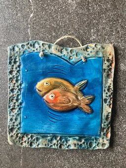 Keramická ozdoba ryby 12x12cm