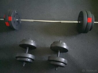 Predám veľkú činku 59kg (činkový set) + jednoručky 2x15kg