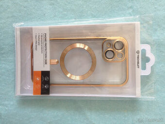Kryt puzdro Techsuit iPhone 15 Luxury Crystal MagSafe zlatá