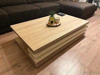 Stolík do obývačky z masívu vo farbe dub sonoma