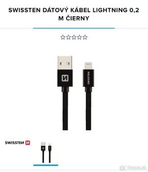 Swissten USB A lightning nabíjací kábel 20cm pletený