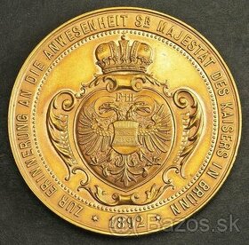 Veľká mosadzná medaila 1892 - Návšteva FJ I. v Brne