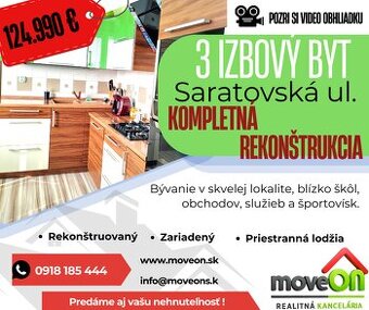 MOVEON exkluzívne ponúka na predaj 3i zrekonštruovaný byt