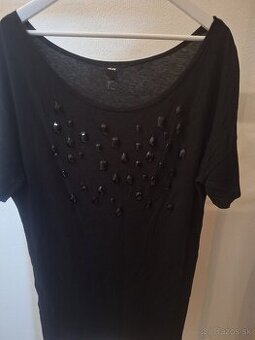 Čierne tričko s kamienkami H&M