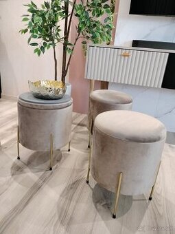 Taburet Modern Antique béžový s úložným priestorom