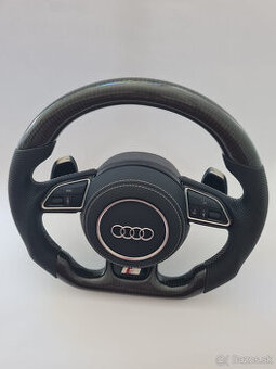 AUDI carbon/perforovaný volant s MULTIFUNKCIOU a F1 pádlami