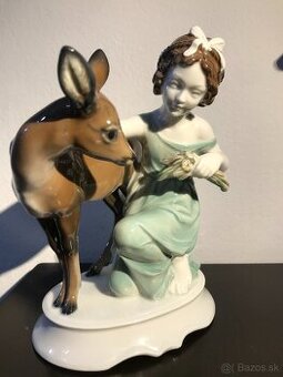 052 - Rosenthal , Germany ,Dievča  so srnkou,porcelan