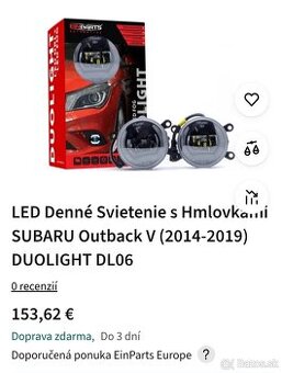 LED denne svietenie + hmlovky Subaru Outback 2017