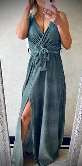 Spoločenské šaty metalic mint green