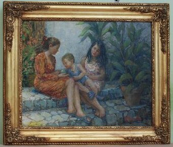 🎨 Talianska škola – Hrajúce sa deti - Olejomaľba