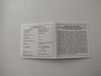 Certifikát k 10 eur Alexander Dubček