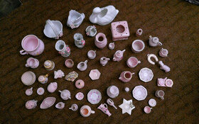 Veľká zbierka ružového porcelánu