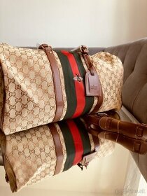 Luxusná Gucci cestovná taška hnedo zlata