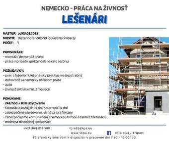 Lešenári do DE- NÁSTUP MOŽNÝ  IHNEĎ