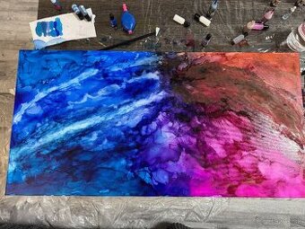 Predávam originálny obraz Ragnarök: Oheň a Chaos 100 x 50 cm