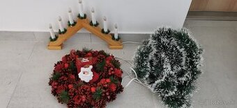 Vianočná svetelná výzdoba – svetlá, girlanda, svietnik
