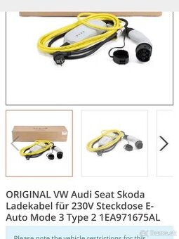 Predám original VW ID.4,Audi,Seat,Skoda,nabijaci kábel na el