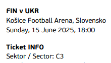 vstupenky na EUROU21 FINLAND v UKRAINE Košice 15.06