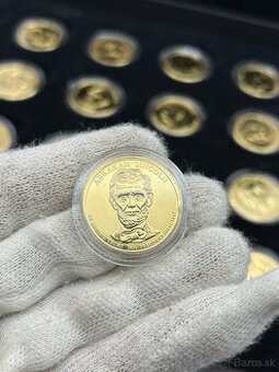 Sada 1 dolár prezidentský dollar pozlatené - zlato 999/1000