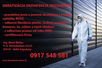 DERATIZÁCIA, DEZINFEKCIA, DEZINSEKCIA