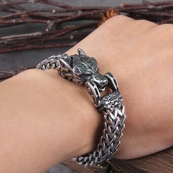 náramok s vlčou hlavou Vikinga