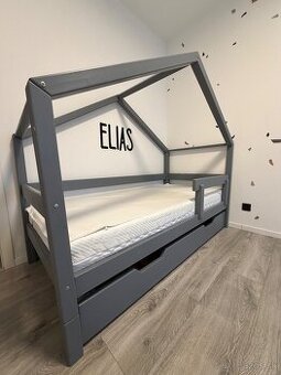 Detská posteľ domček Benlemi Lucky 90×190 + výsuvná posteľ