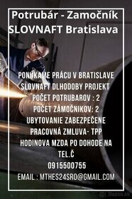 Práca BRATISLAVA - SLOVNAFT Potrubar - Zámočník