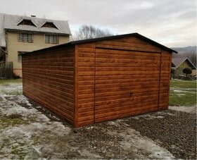 PLECHOVÁ GARÁŽ 4 x 6m VZOR DREVA