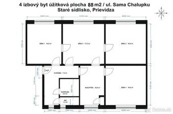 4 izbový byt, 88m2, staré sídlisko, ul.S.Chalupku Prievidza