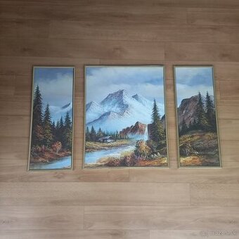 Troj obraz s pozlatenym ramom