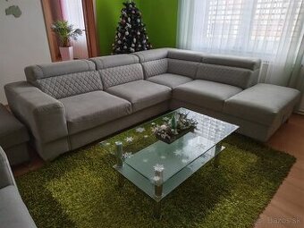 Rohová sedacia súprava + kreslo + taburet