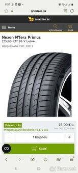 Nove letne pneu Nexen NFERA PRIMUS 215/60 R17 96H