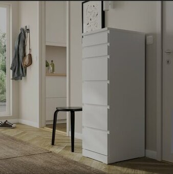 Vysoká komoda Ikea MALM 123x40cm biela - 1