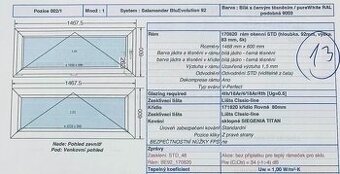 Plastové okno 1468 x 600 mm