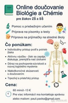 Doučovanie biológia chémia | aj na prijímačkyPOSLEDNE MIESTA