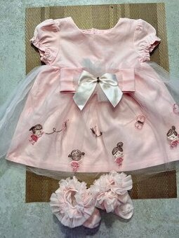 MAYORAL šaty pre dievčatko s čelenkou a ponožtičkami