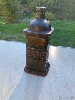 ručne robená glazúrovaná keramická fľaša