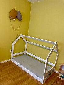 Detská masívna domčeková posteľ 80x160 biela - 1